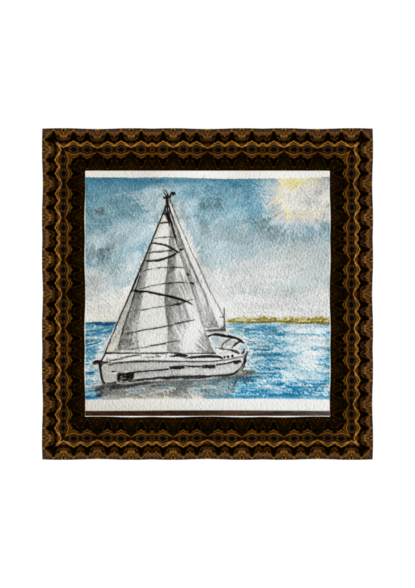 ⛵ Velero en el Mar – Acuarela Original - Imagen 4