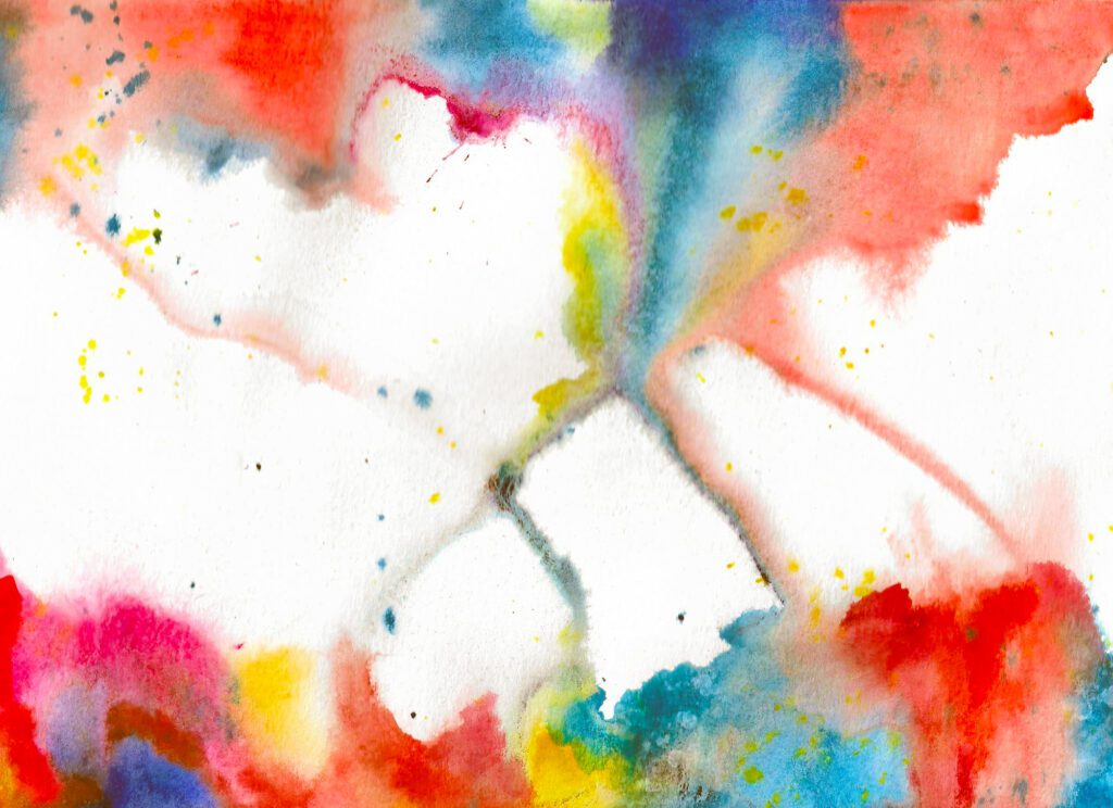 Composición libre con diferentes pigmentos de color en acuarela.
